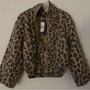 Blank NYC Leopard Print Quilted Bomber Jacket